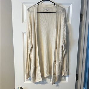 American Eagle Cream Button-Down Cardigan